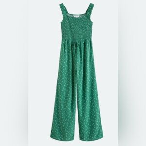 Market & Spruce Smocked Jump Suit Green Floral XL New w/out Tags
